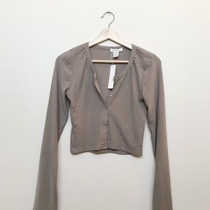 Taupe button up long sleeve NWT